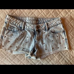 Denim Studded Shorts